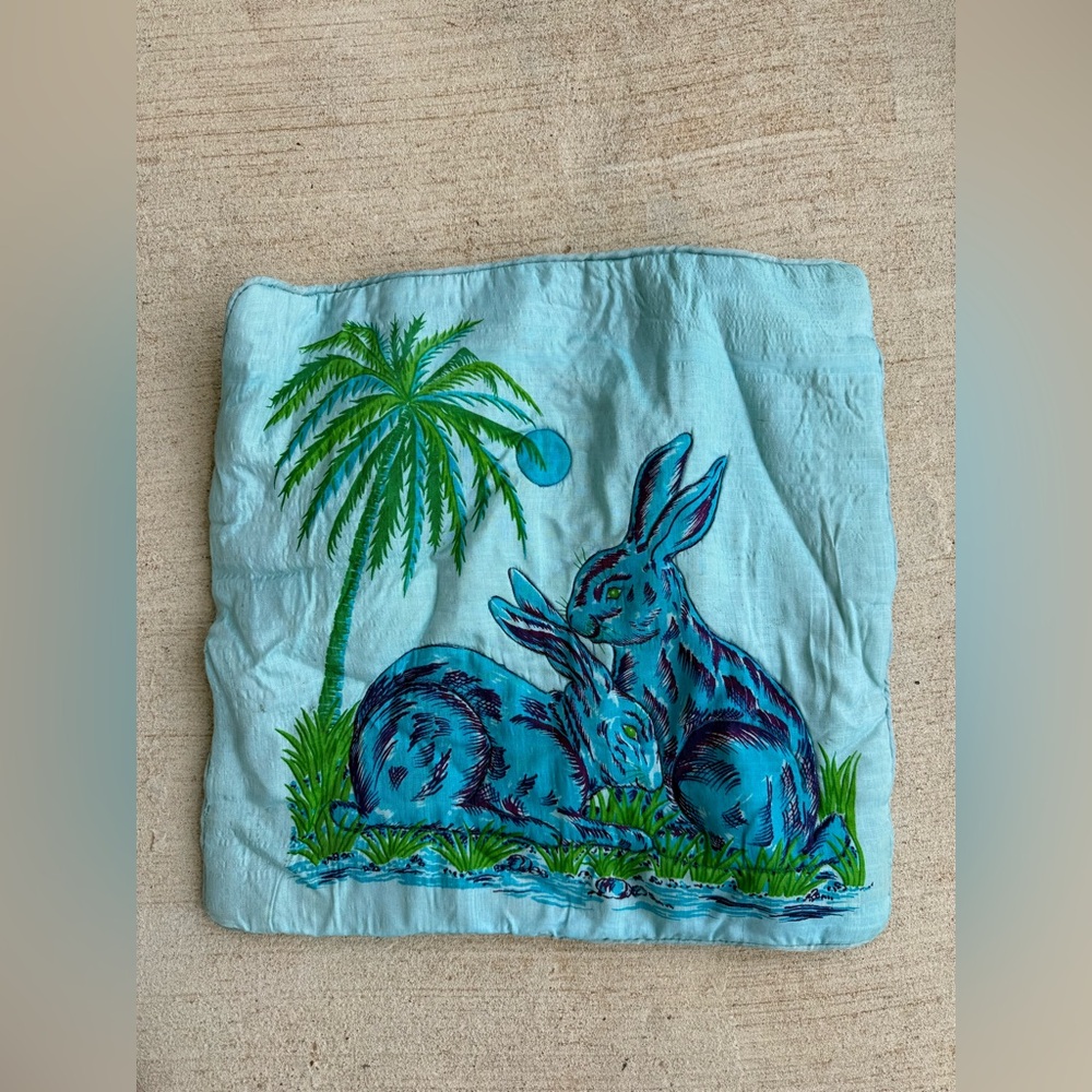 Vintage Rabbit Palm Tree Pillow Case, 16"x 15.75"